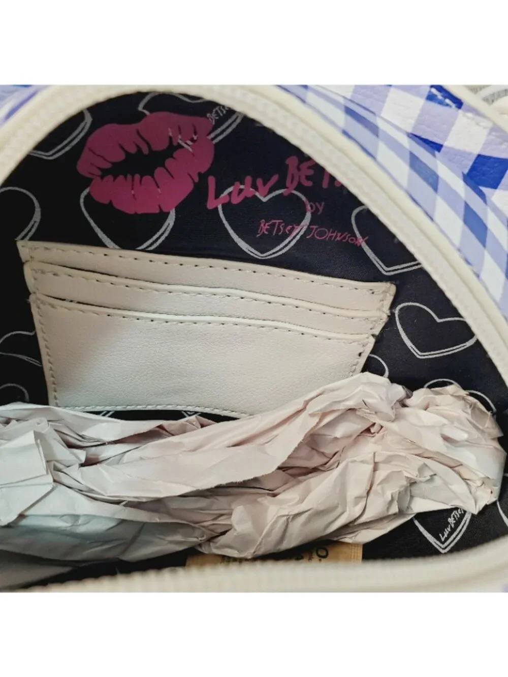 Betsey Johnson Crossbody Bag Fish Blue Gingham Nautical Kitsch Resort Beach Cruz